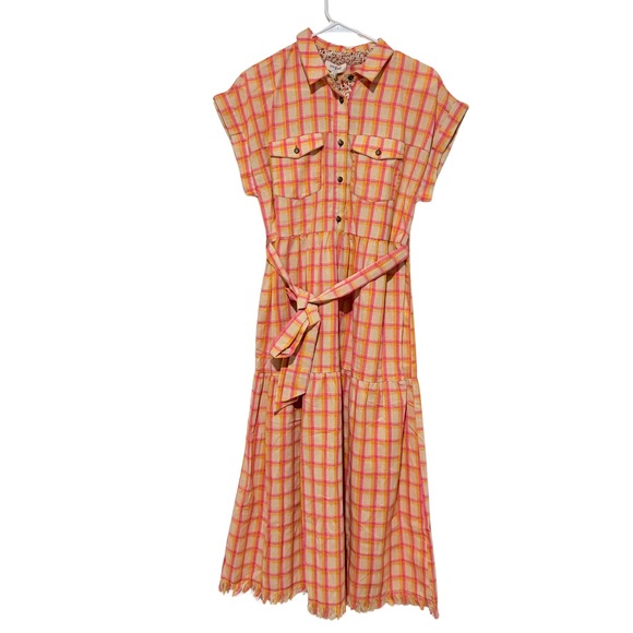 Umgee Dresses & Skirts - UMGEE Plaid Shirt Dress w Frayed Hem - Size Small, NWT!